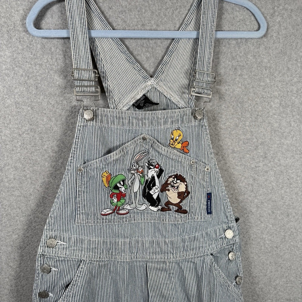 Vintage looney tunes overalls womens small railroad striped embroidered - Picture 2 of 7